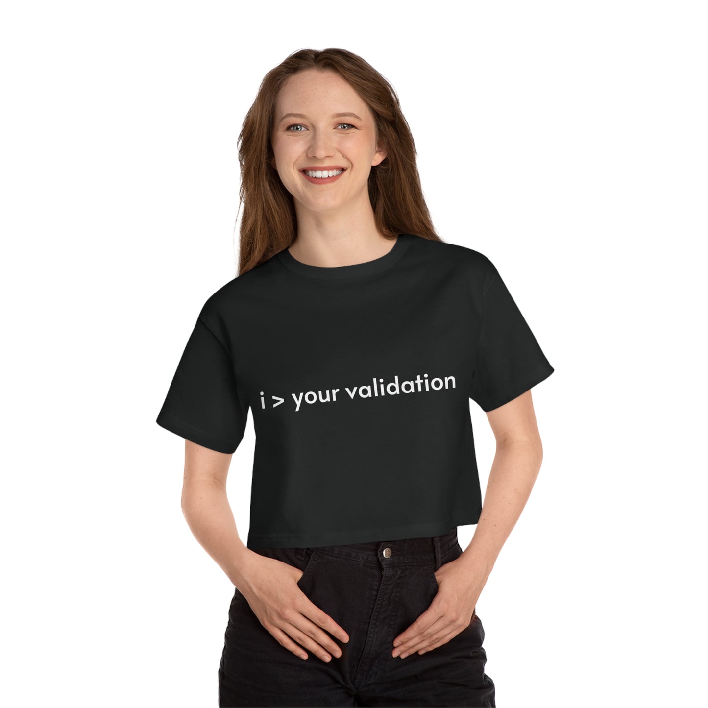 Greater Than Validation - Cropped T-Shirt