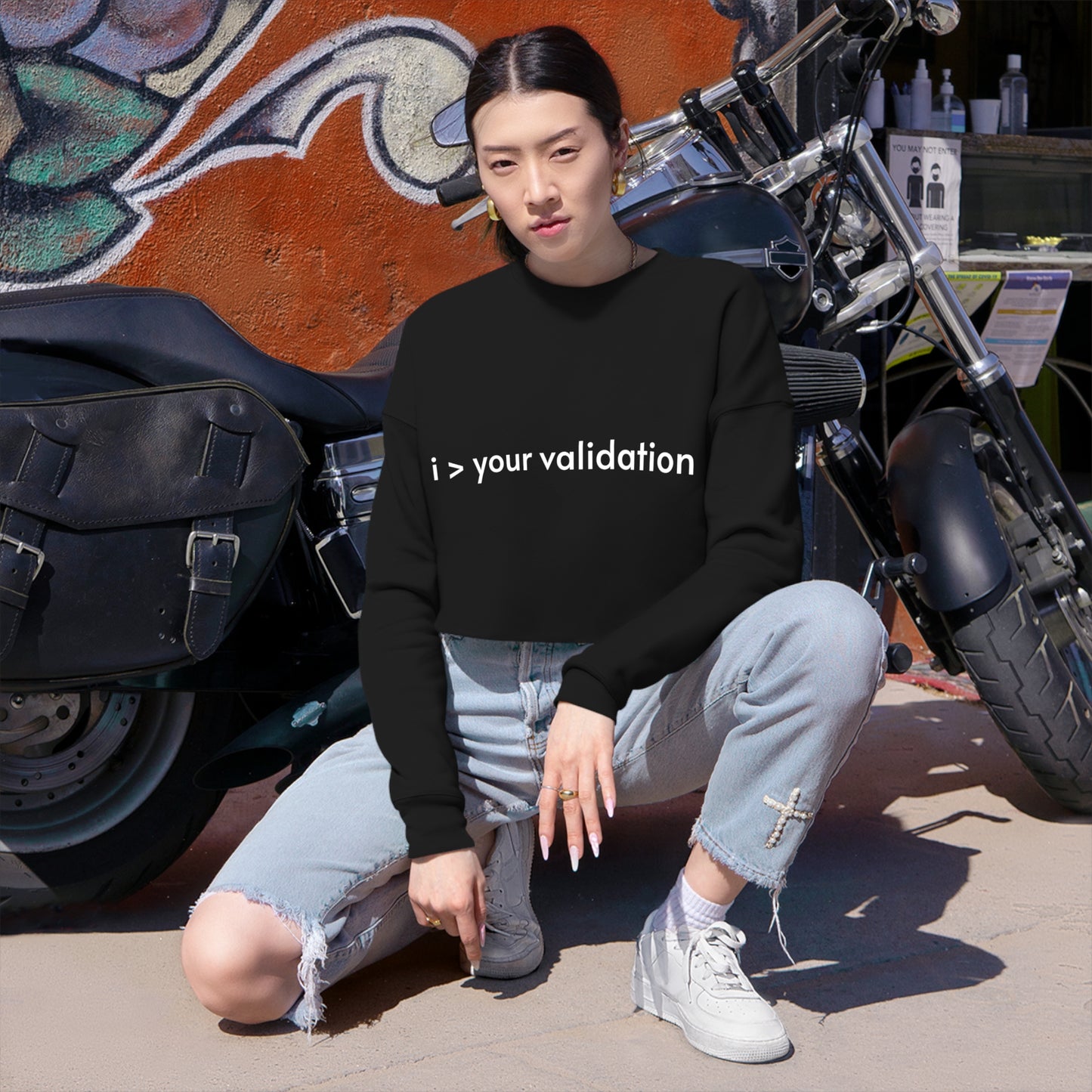 Greater Than Validation - Women's Cropped Sweatshirt